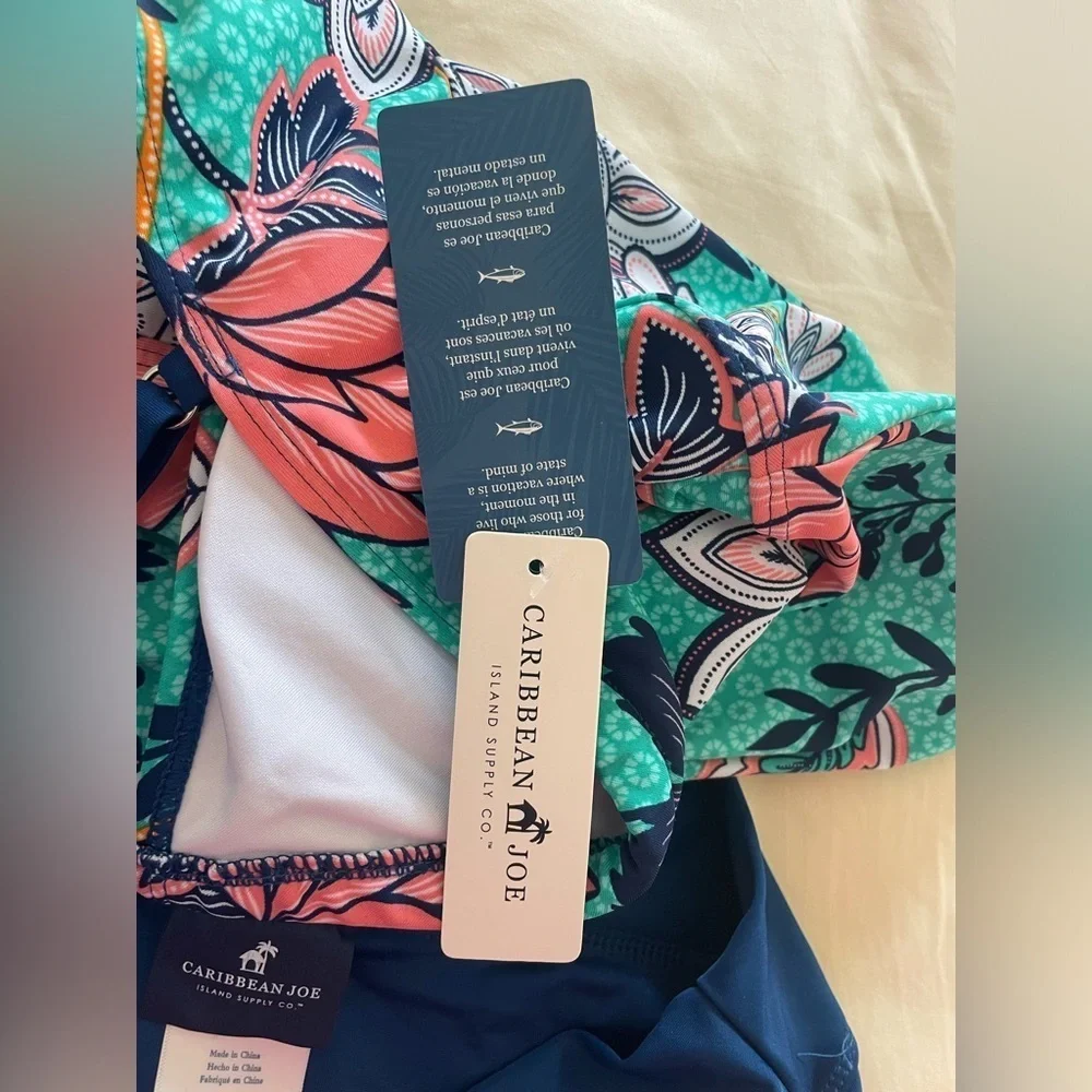 Caribbean Joe Green Floral Tankini Set